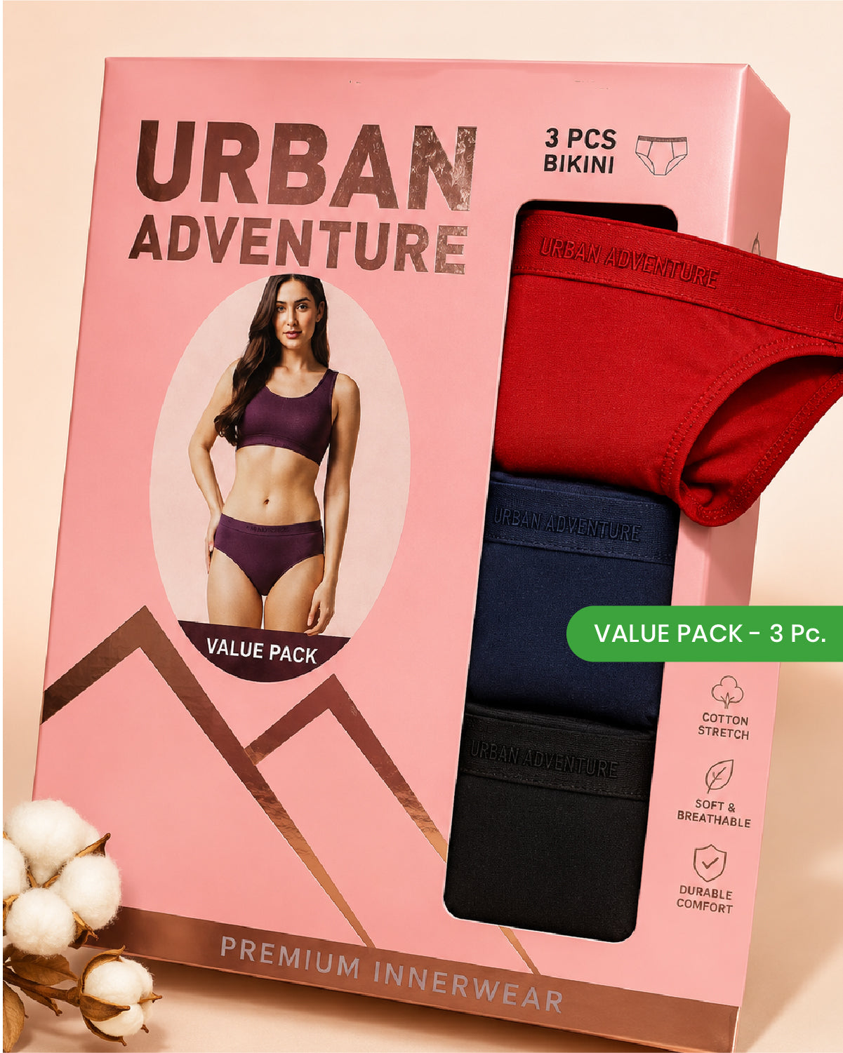 Cotton Spandex Bikini | Combo Pack of 3